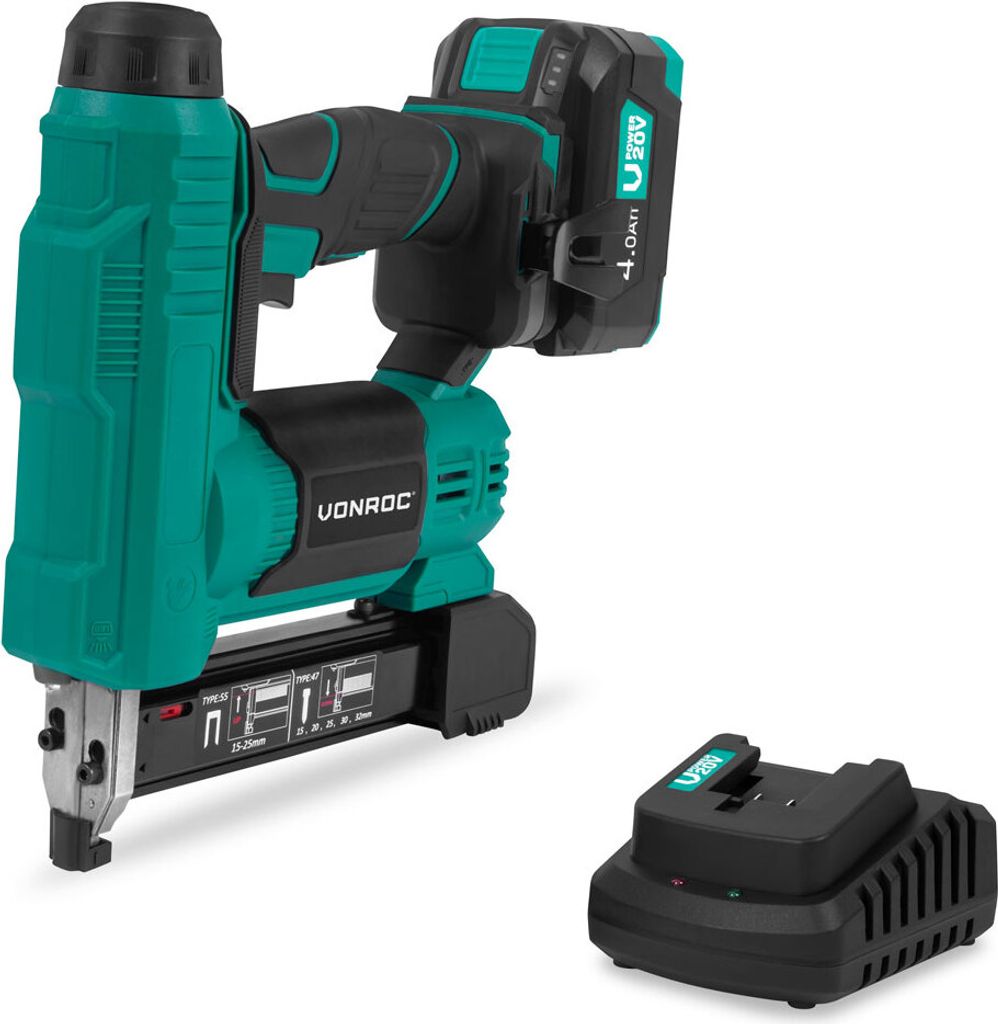 Vonroc Akku Tacker & Nagelpistole - 2in1 Tacker für Holz, 20V Akku Nagler