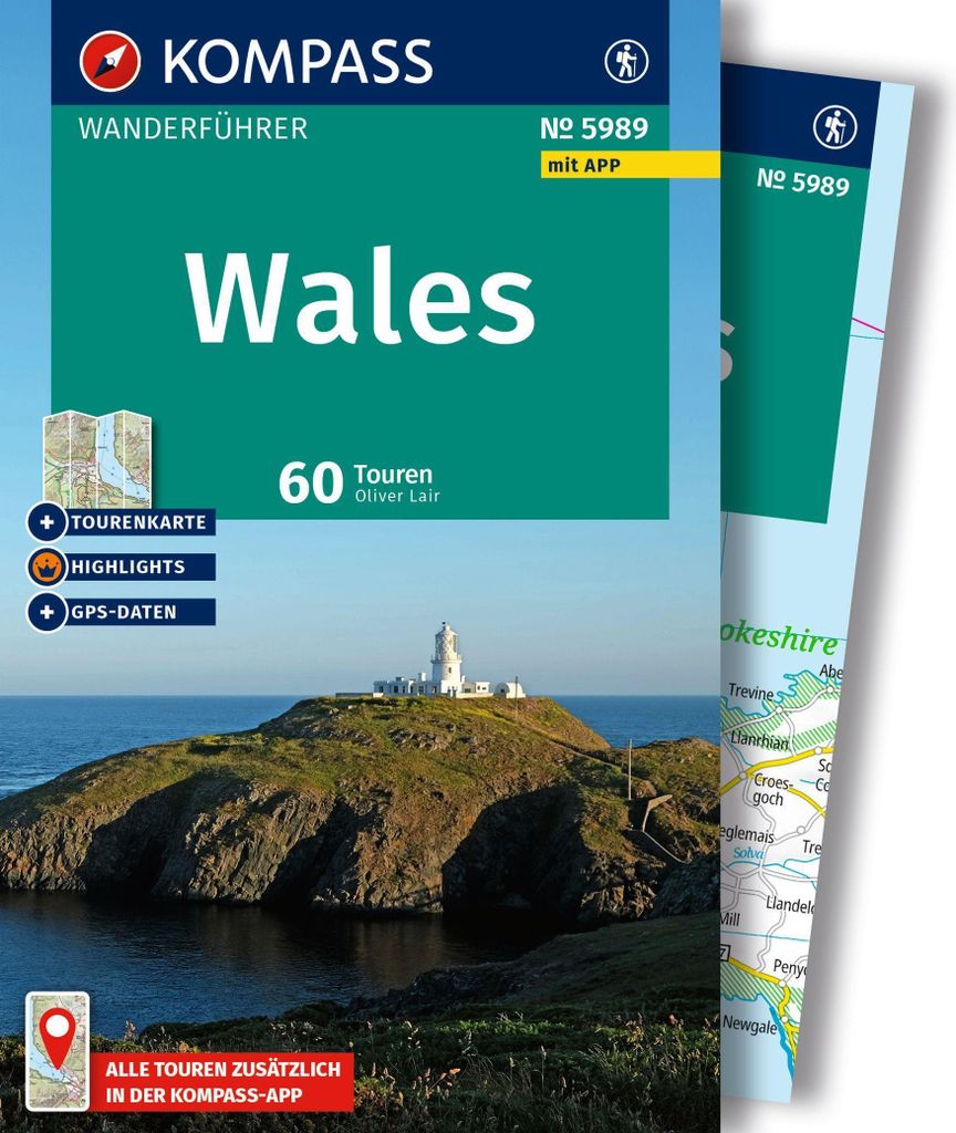 KOMPASS Wanderführer Wales, 60 Touren mit Extra-Tourenkarte