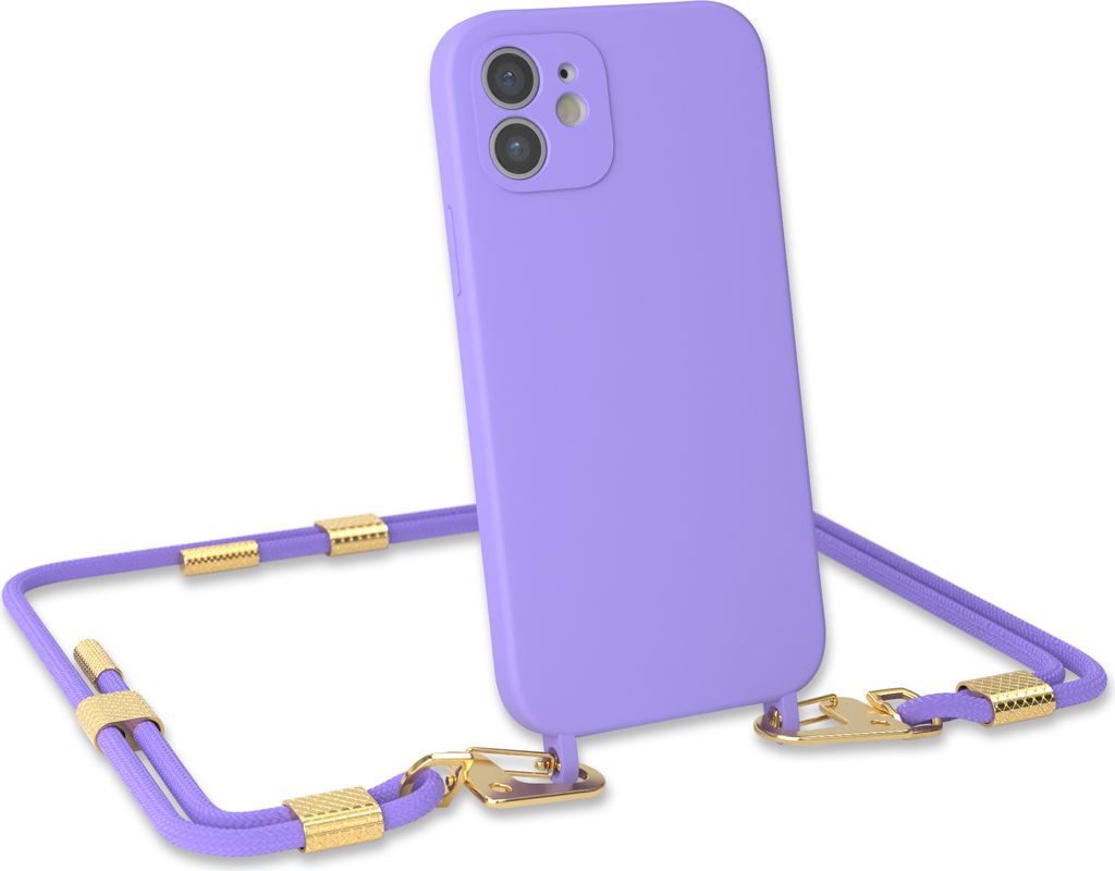 EAZY CASE Handykette Silikon mit Clips 2 in 1 kompatibel mit Apple iPhone 12 Handyhülle mit Umhängeband, Handykordel mit Silikon, Hülle mit Band...