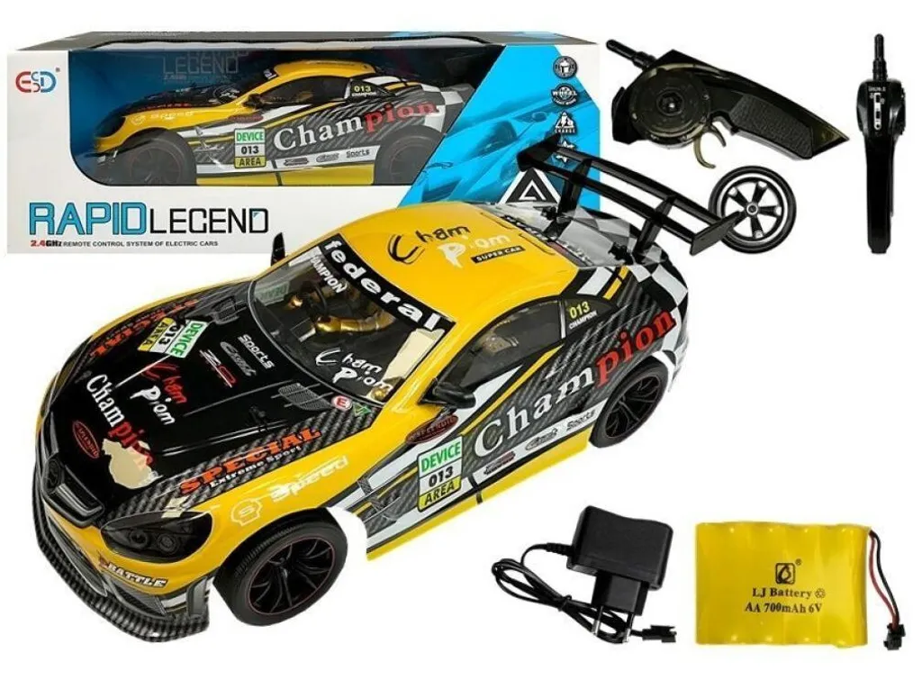 Véhicule télécommandé 2.4GHz jaune : Voiture de sport de course enfant