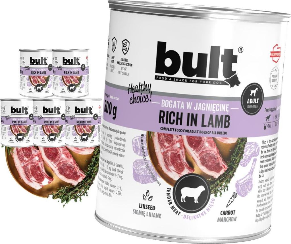Bult Nassfutter Für Hunde, Dose, Reich An Lamm, Set 6X800G