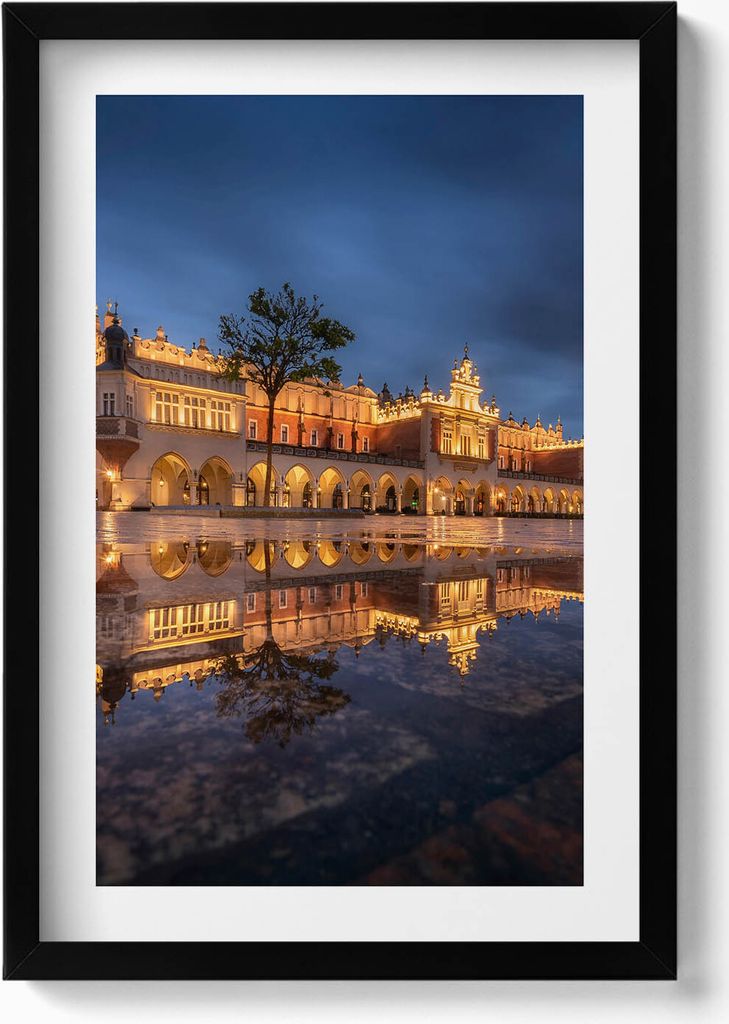 Krakau, Rynek Sukiennice– Wandbild mit Rahmen – Gerahmtes Bild – Wanddekoration – 40x60 cm – Schwarz