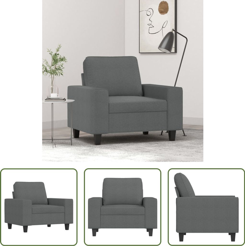The Living Store Sessel Dunkelgrau 60 cm Stoff