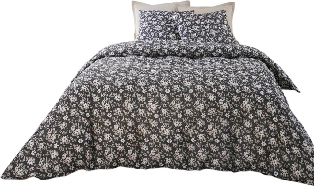 Parure de lit gaze de coton Sakura rose poudré avec housse de couette