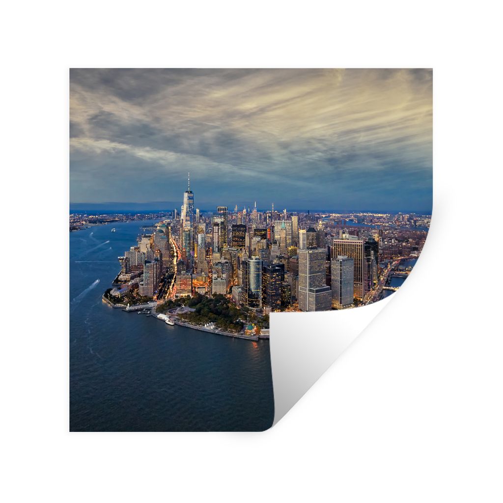 MuchoWow Wandtattoo Wandsticker Wandaufkleber New York - Manhattan - Wasser 50x50 cm Selbstklebend und Repositionierbar - Selbstklebend - Fototap...