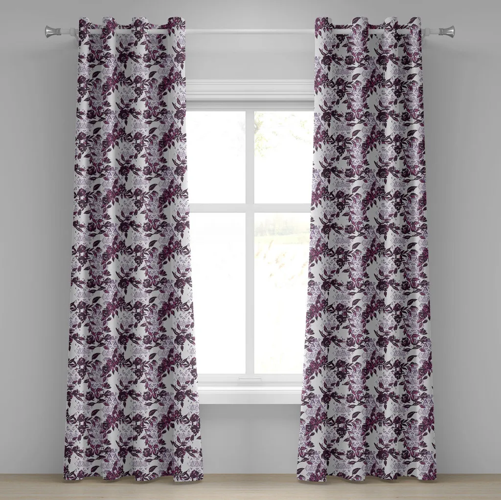 Paire de Rideaux Décoratifs Fleurs Fanées et Style Aquarelle