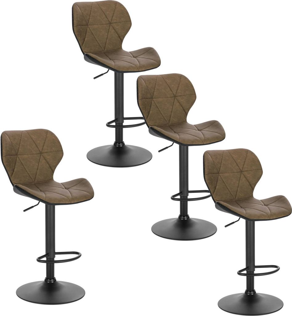 EUGAD 4X Barhocker Bistrohocker Designer Hocker Tresenhocker Retro höhenverstellbar und 360° drenbar mit Rückenlehne aus Kunstleder Metall Dunke...
