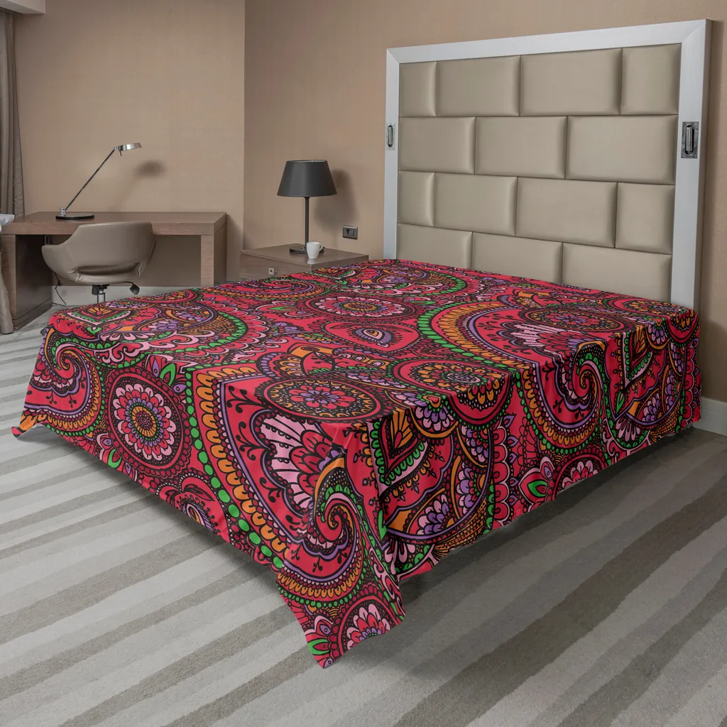 Drap de lit anti-froissage 260x228 style asiatique pour une chambre rangée