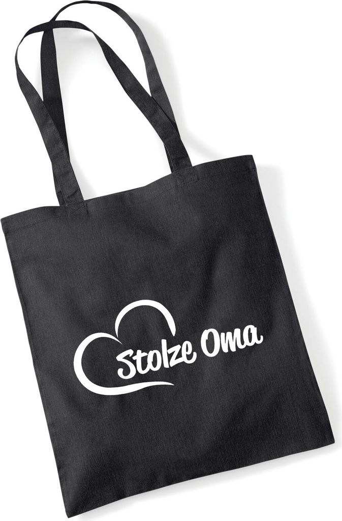 Huuraa Jutebeutel Stolze Oma Herz 10 Liter Black Baumwolle Tasche Geschenkidee