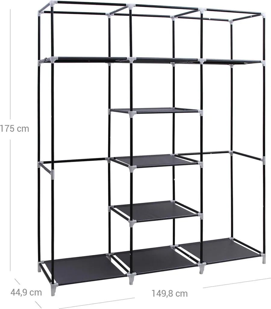 Dressing textile 175x150 cm gris pour optimiser le rangement du linge