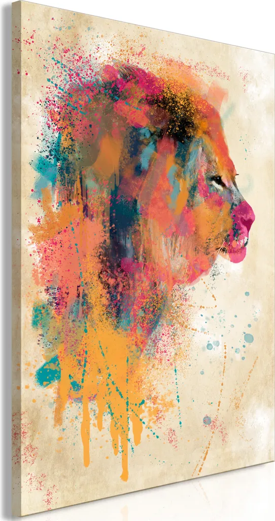 Quadro Moderno Leone Acquerellato 80x120 - Tela Design Italiano
