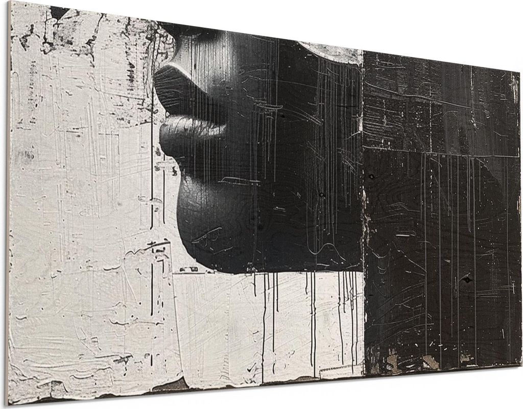 DEQORI Holzbild 100x50 cm 'Fragmentierte Stille' Bild auf Holz Wandbild Kunstdruck