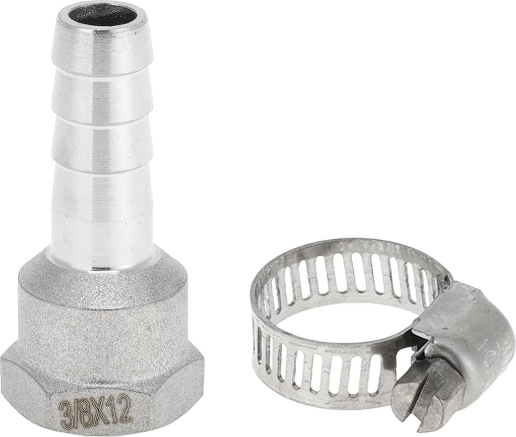 304 Edelstahl Schlauchstutzen 15/32" OD 3/8" BSPT Weibliches Gewindeverbinder für Luft Wasser Öl Gas Kraftstoff 1 Satz Silberton