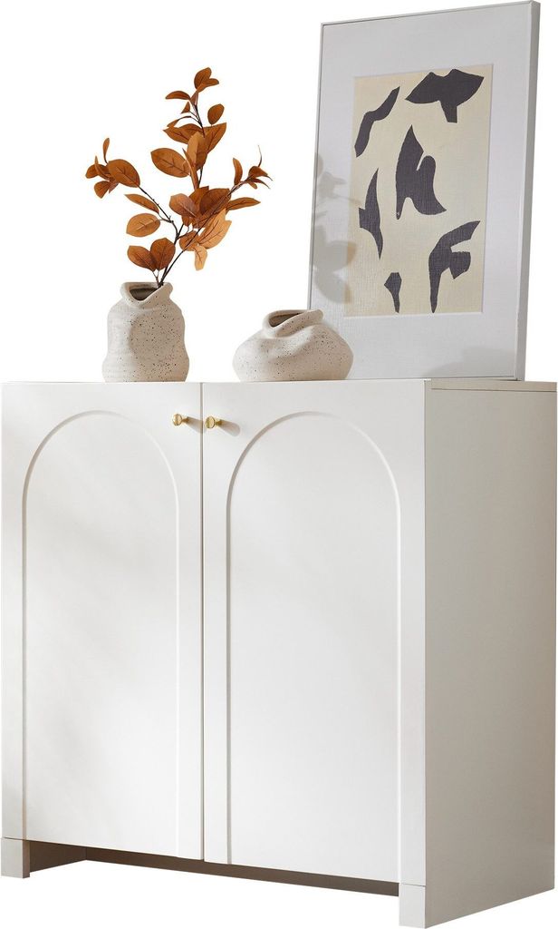 Sideboard Kommode Schrank 2 Tueren Highboard Standschrank Anrichte Aufbewahrungsschrank Multifunktionaler Wohnzimmerschrank Schliessfach Weiss