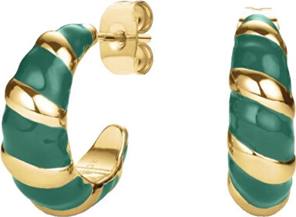Boucles d'oreilles rondes dorées émeraude : Éclat intense et design chic