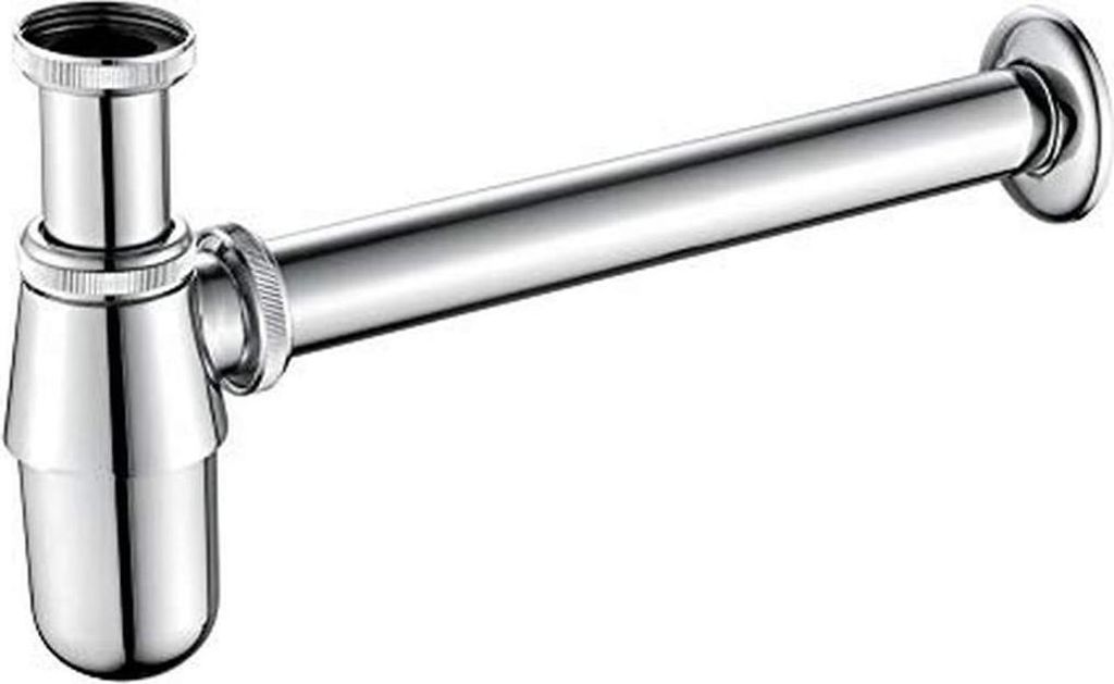 Universeller Metall-Siphon für Waschbecken und Waschtisch mit glänzender Chromoberfläche