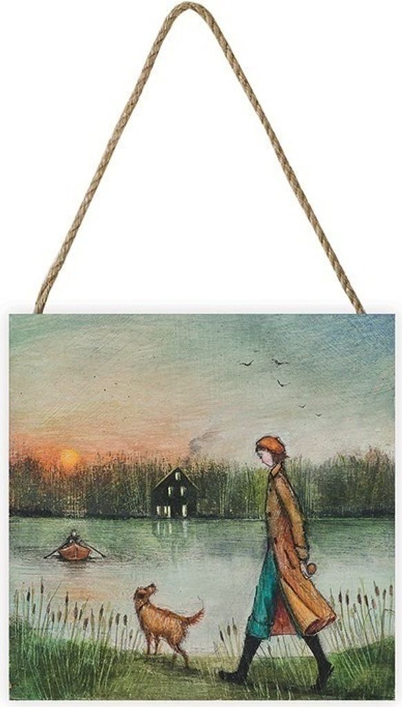 Joe Ramm - bedruckt "The Homestead", aus Holz PM4155 (20 cm x 20 cm x 2,7 cm) (Blau/Grün/Orange)