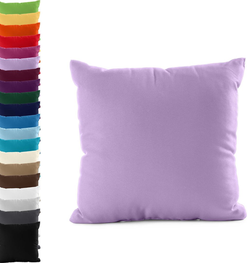 DOPPELPACK Kissenbezüge 80x80cm JERSEY Kissenbezug 100% Baumwolle 160gr/m² Kissenhülle Kissen, Farbe: Lila