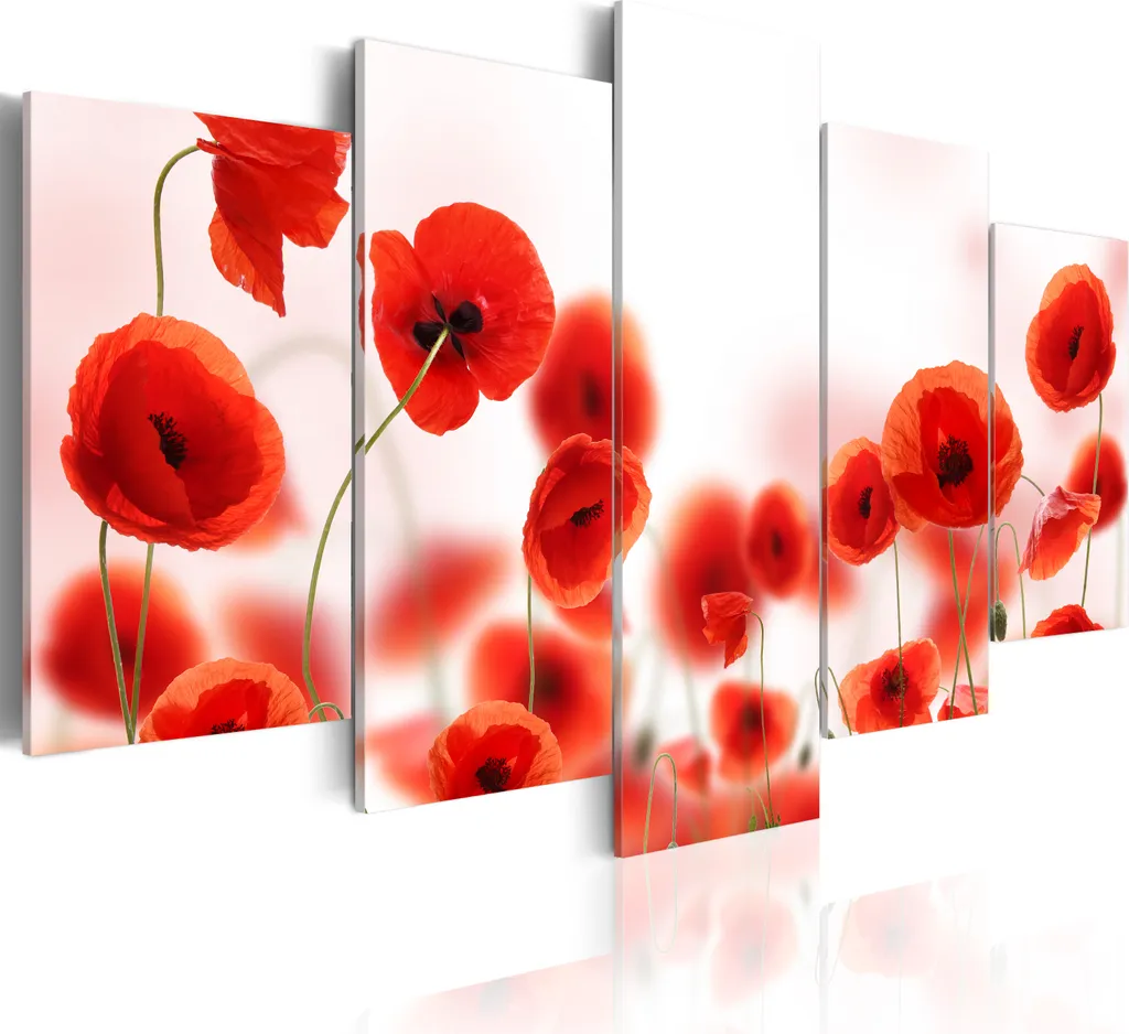 Quadro Moderno Arte Stampa Fiori 100x50 - 5 Pezzi Tela TNT Decorativa
