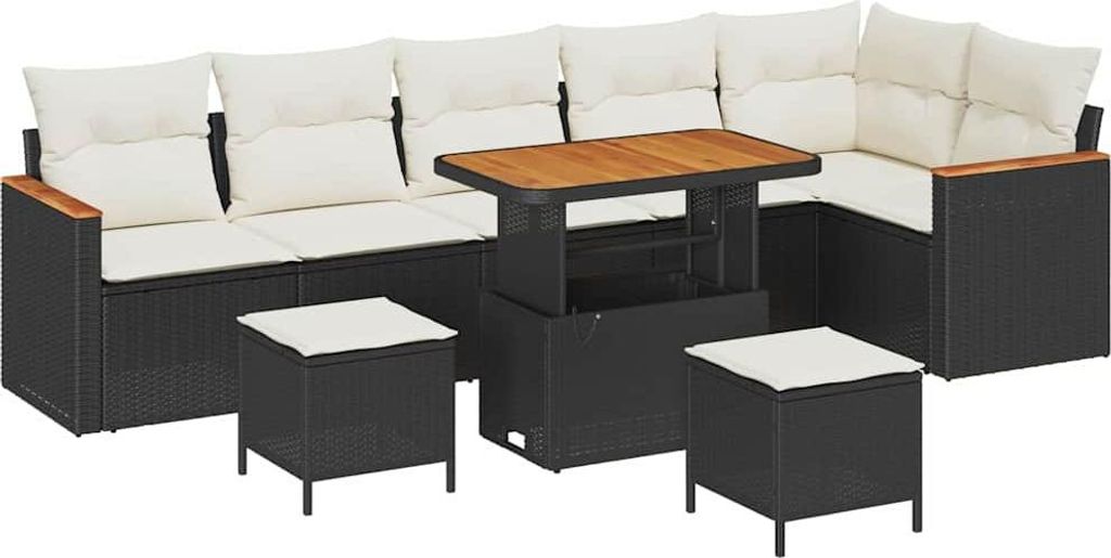 vidaXL Gartensofa-set 9 pcs Schwarz Poly-Rattan