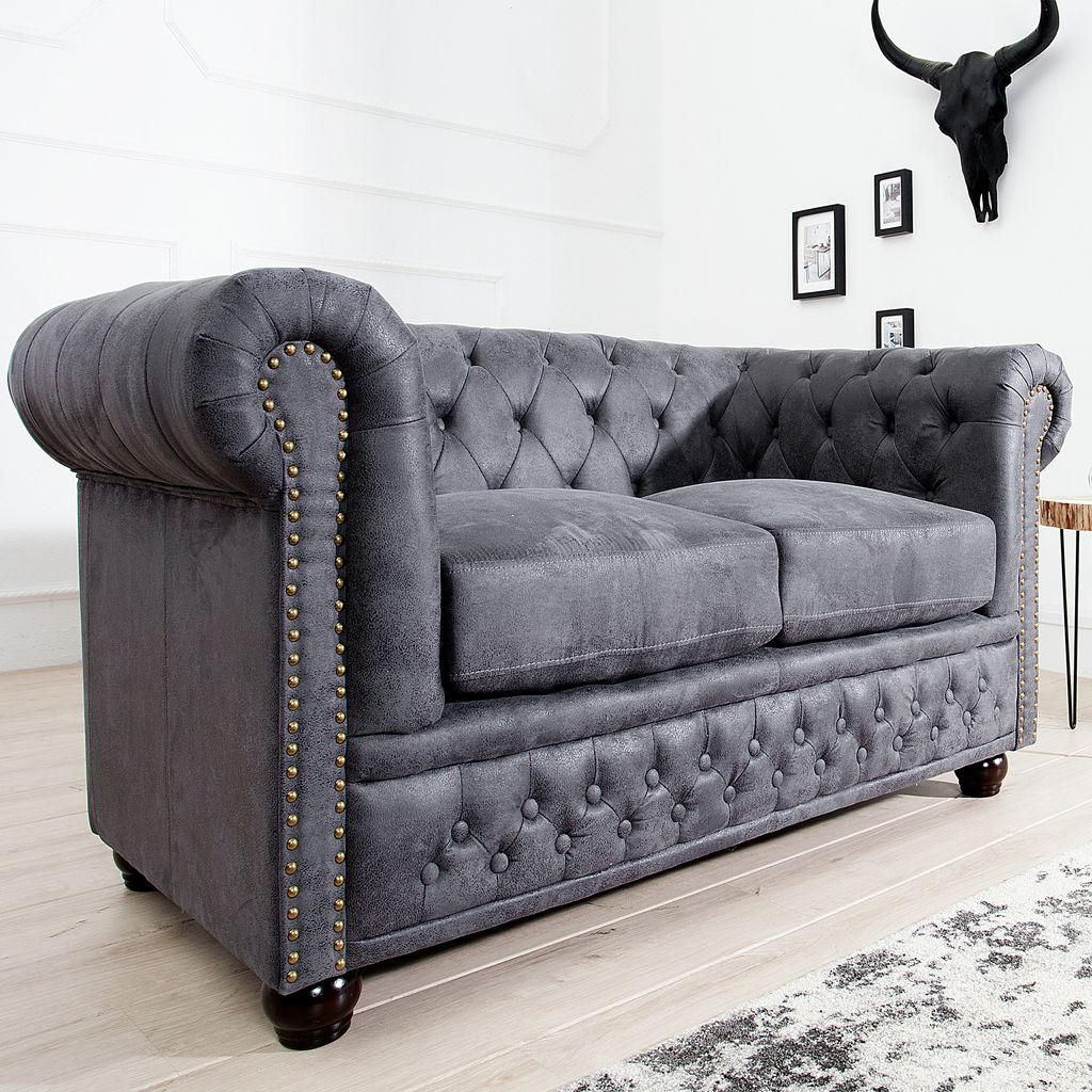 riess-ambiente Chesterfield 2er Sofa 150cm antik grau mit Produktbild