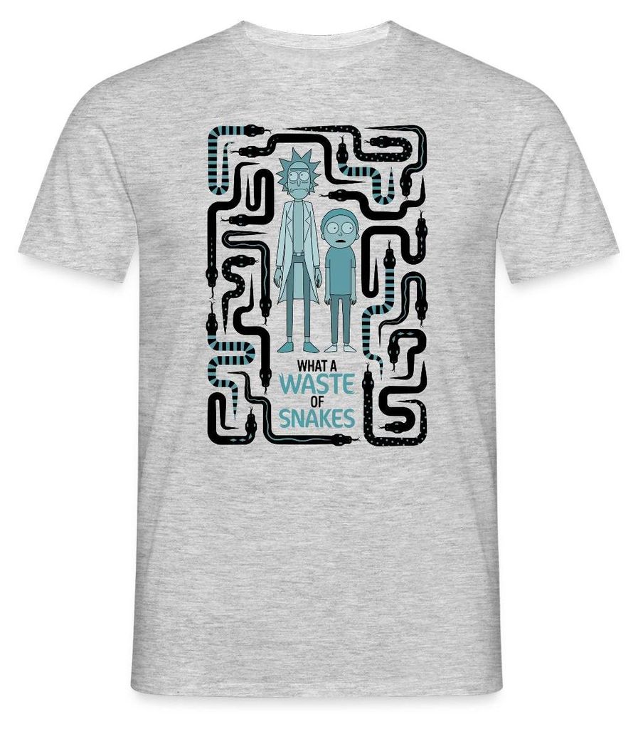 Spreadshirt Rick & Morty Snake Labyrinth Männer T-Shirt, 3XL, Grau meliert