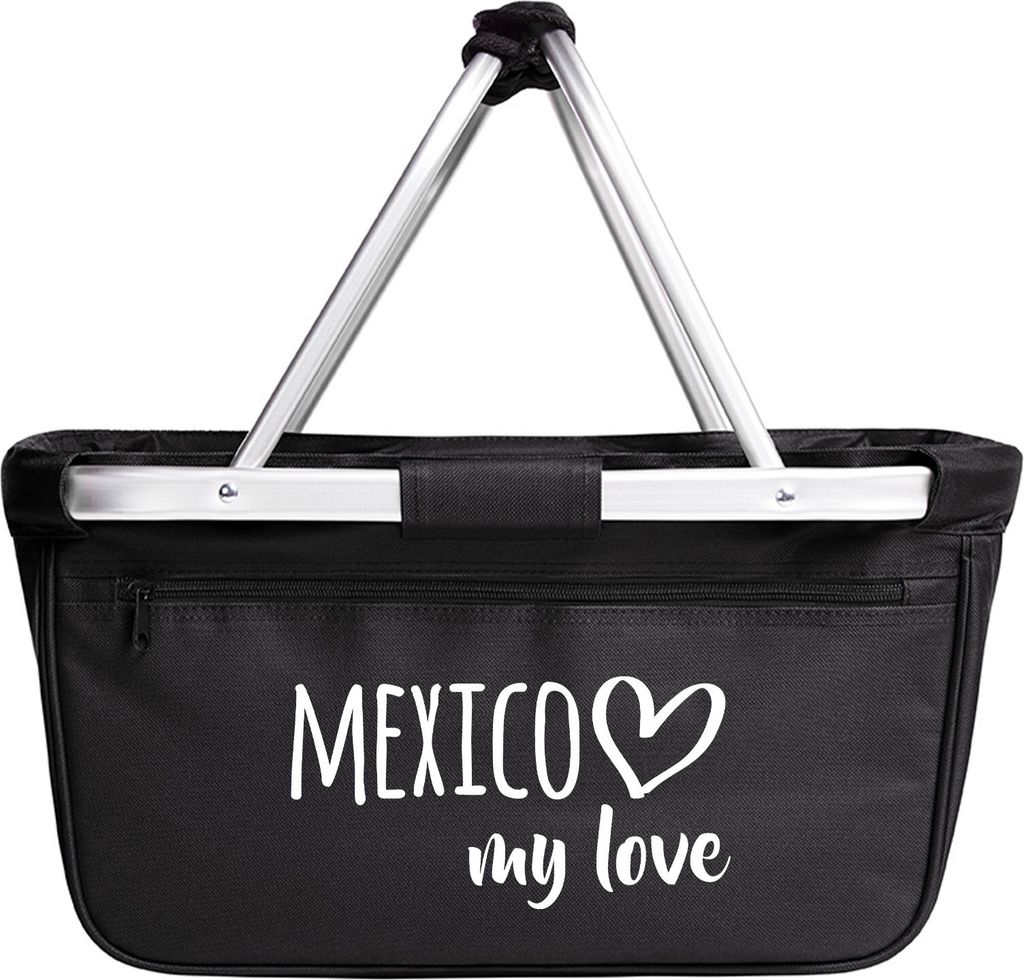 Huuraa Einkaufskorb Mexico my love 20 Liter Black faltbarer Tragekorb Geschenkidee