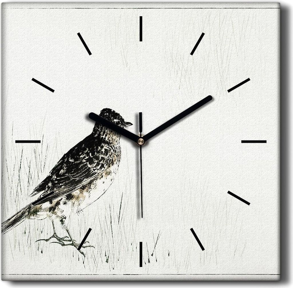 Coloray Hodiny Unikátní 30x30 cm Tiché hodiny Pro obývací pokoj a kuchyň Nástěnné hodiny Plátno Černé ručičky hodin - Zvířecí pták