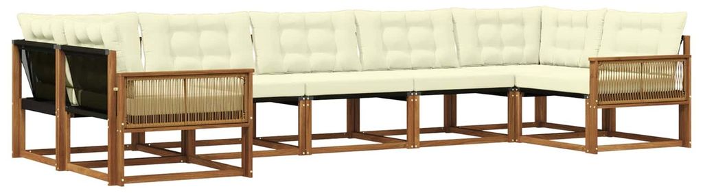 vidaXL Outdoor-Sofagarnitur mit Kissen 7 pcs Natur und Creme