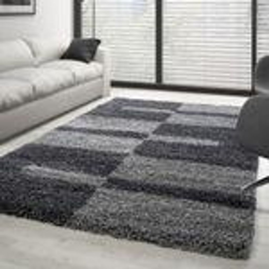 Moderner Hochflor-Teppich mit geometrischem Muster - Produktbild 