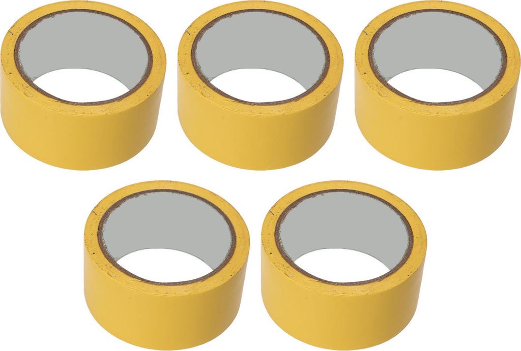5-teiliges Bodenmarkierungsband, 5 cm breit, selbstklebend, für Linien, Wettbewerbsfeld, Turnhalle, Basketball, Volleyball, Tennisplatz, Gelb