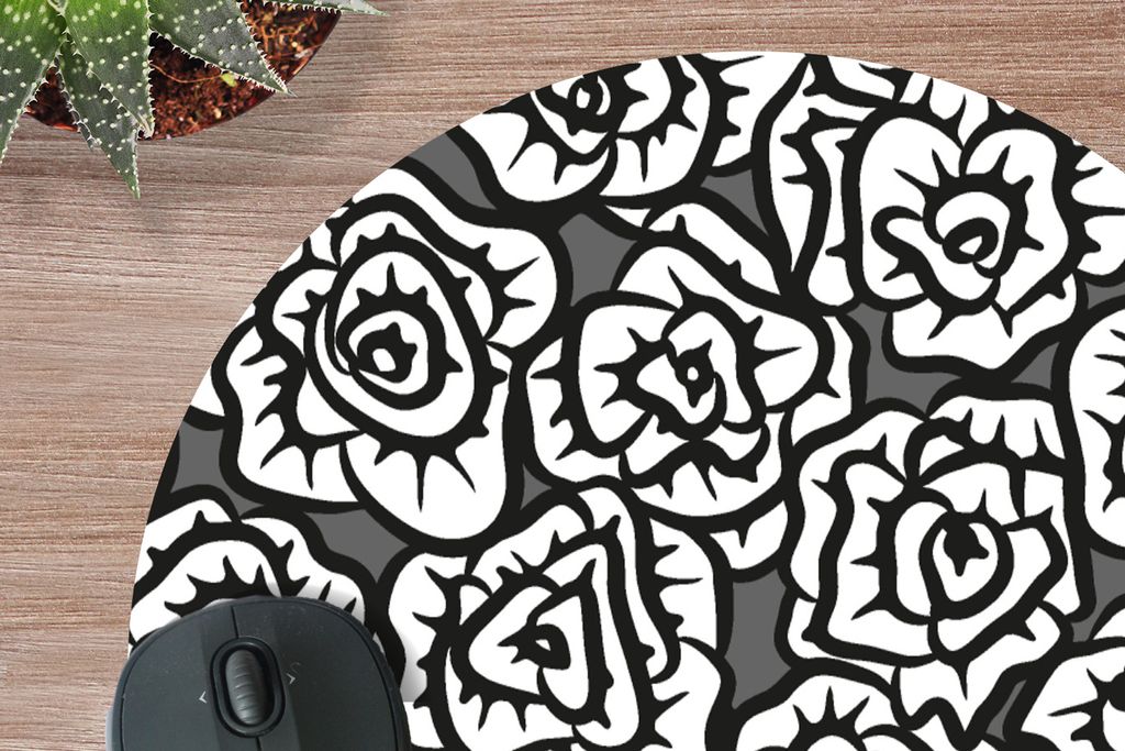 MuchoWow Mauspad Mousepad Mädchen - Rosen - Schnittmuster - Mädchen - Kinder - Baby 40x40 cm - Mousepads - Maus Mat - Pad - Mausunterlage - Sch...