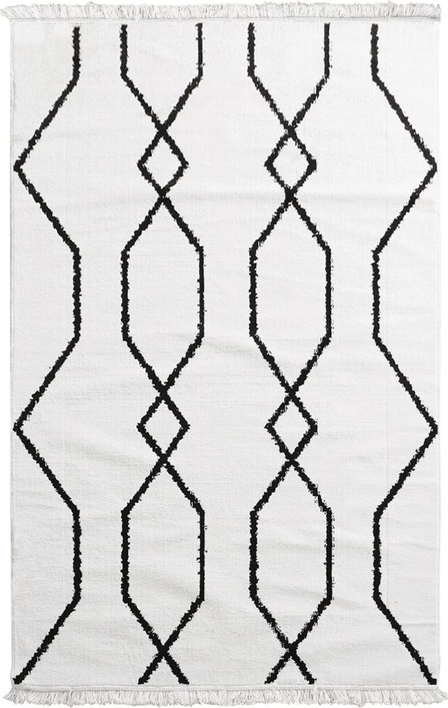 Teppich - Weiß - Schwarz - 160 x 230 cm - Gemustert