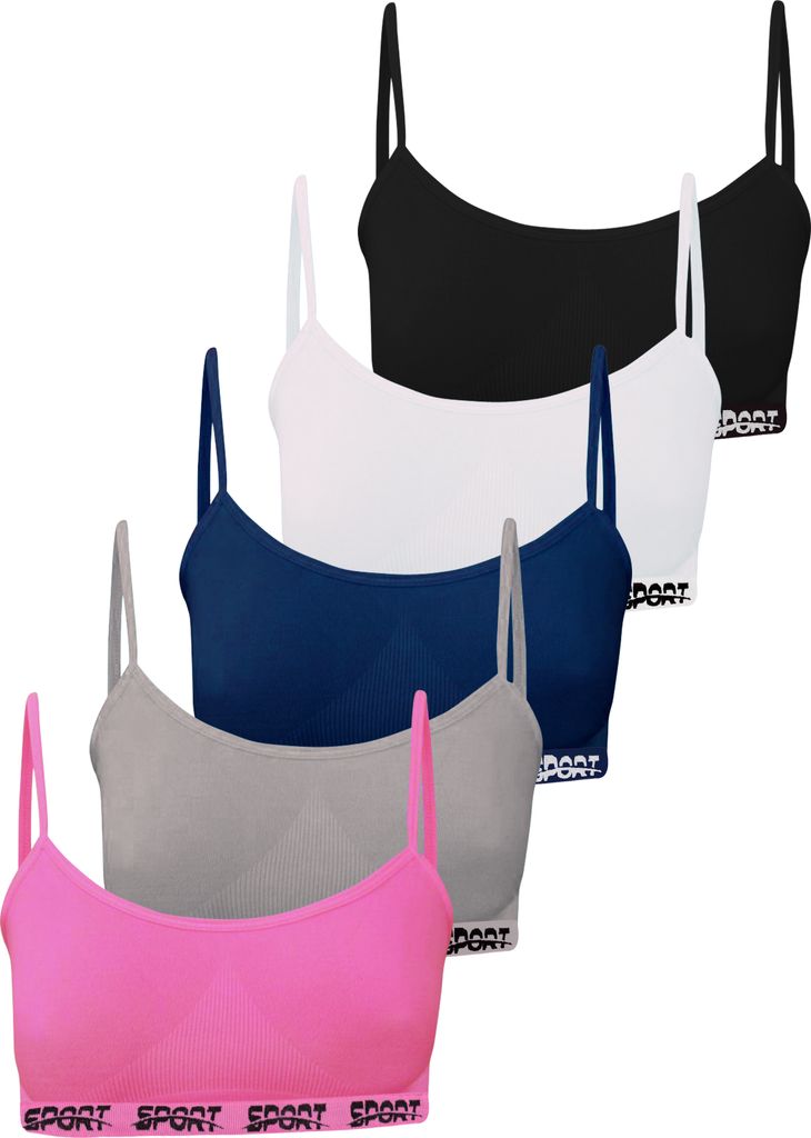 5er Set Mädchen Bustier - Sport Mikrofaser - Bunt Produktbild 