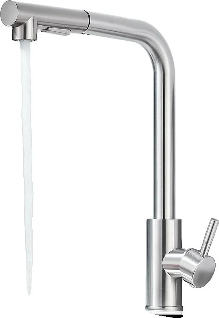 Robinet cuisine anti-traces nickel brossé avec bec douchette flexible