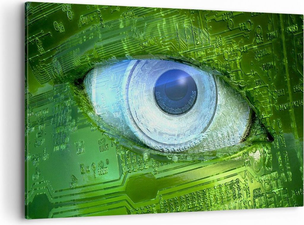 Bild auf Leinwand - Leinwandbild - Computergrafik Abstraktion Prozessor - 120x80cm - Wand Bild - Wanddeko - Leinwanddruck - Bilder - Kunstdruck - L...