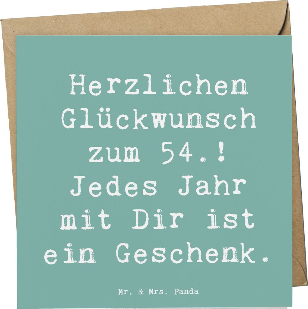 Mr. & Mrs. Panda doppelkarte Spruch 54. Geburtstag - Meeresbrise - Geschenk, herzerwärmende Botschaft, anlasskarte, Happy Birthday, faltkarte, Gl...
