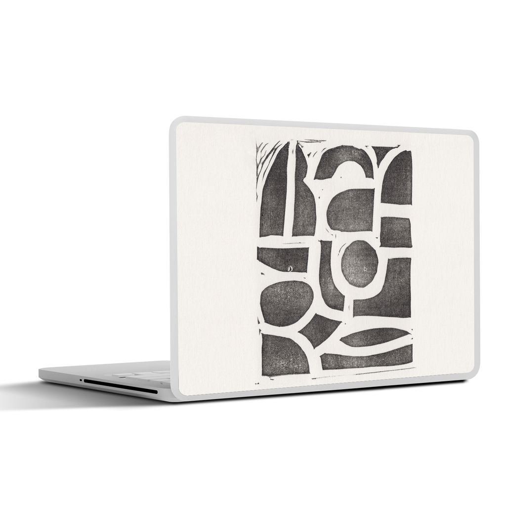 MuchoWow Laptop Aufkleber Sticker Cover Abstrakt - Formen - Schwarz 30x22 cm - Laptop-Sticker