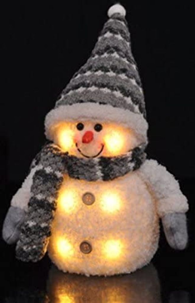 26 cm Gravidus dekorativer Schneemann mit LED-Beleuchtung