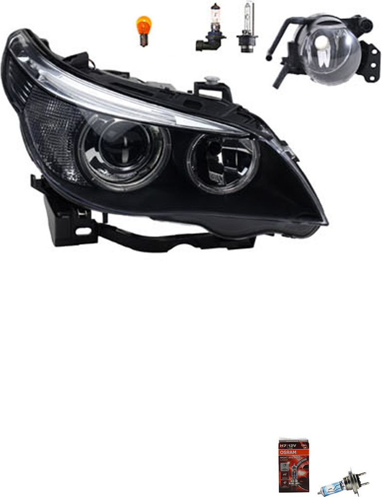 Johns, Scheinwerfer + Osram Night Breaker Laser passend für BMW 5er E60 E61 Re. 63127160194 63116933176 63127165568 6933176 7160194 7165568 631769...