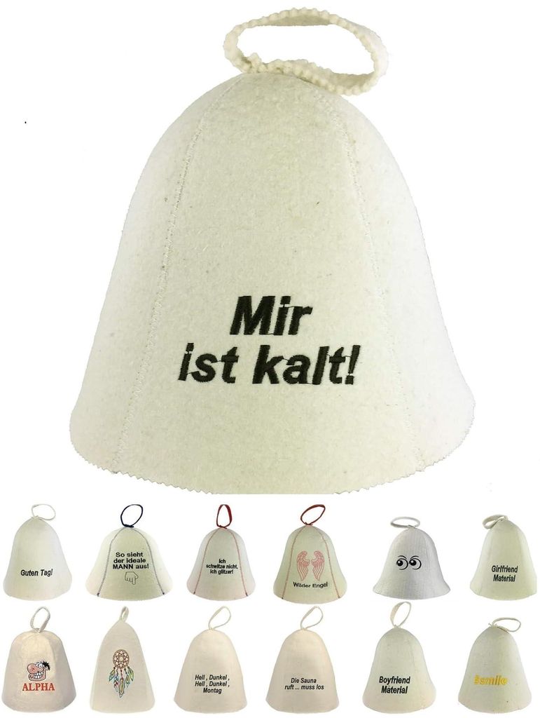 Saunahut aus Wollfilz (SS20-06) Saunamütze mit witzigen Produktbild 