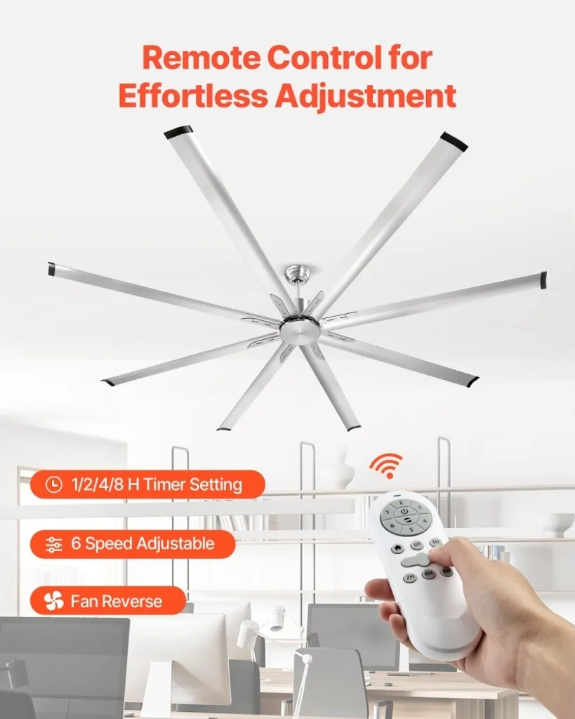 Ventilateur de plafond 8 pales haute performance 54W avec télécommande