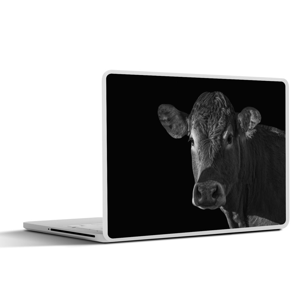MuchoWow Laptop Aufkleber Sticker Cover Kuh - Tiere - Schwarz - Weiß - Porträt 30x21 cm - Sticker für Laptop - Selbstklebend