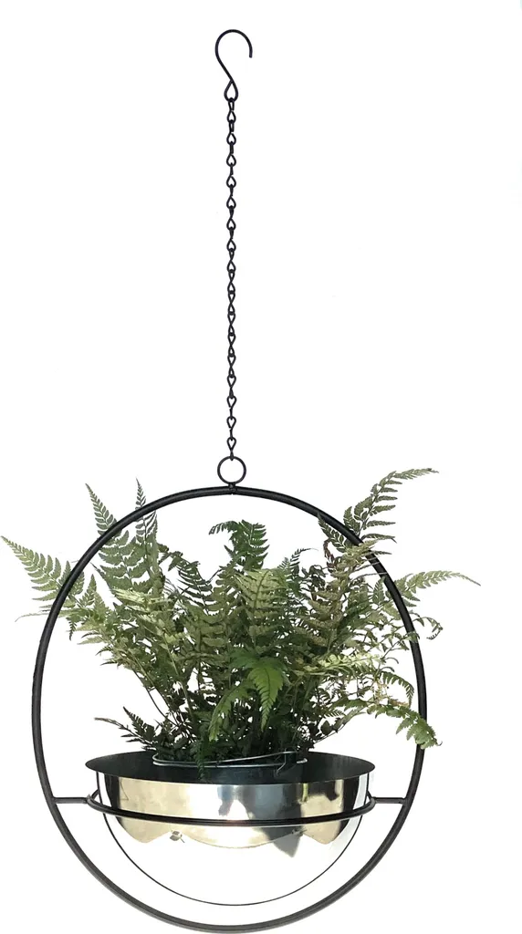 Pot de fleurs intérieur suspendu argent design vertical 78 cm - 3