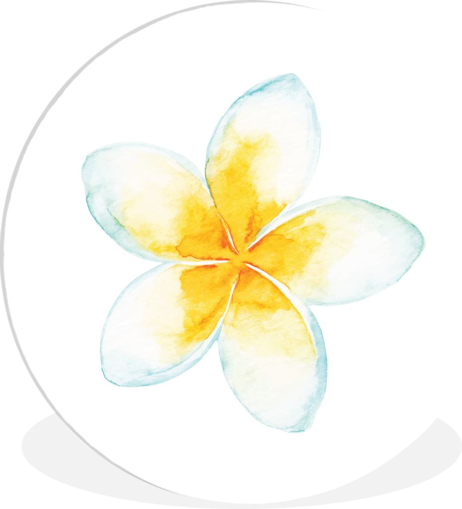 MuchoWow Rundes Wandbild - Runde Bilder Aquarellfarbe - Blume - Tropisch Ø 60 cm Kreis Wanddekoration Kunststoff - Wandkreis - Wandschmuck - Wan...