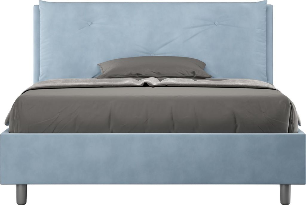 ITYHOME - Gepolstertes Bett mit Lattenrost 140x200 mit Mikrofaserbezug Himmelblau Appia Large