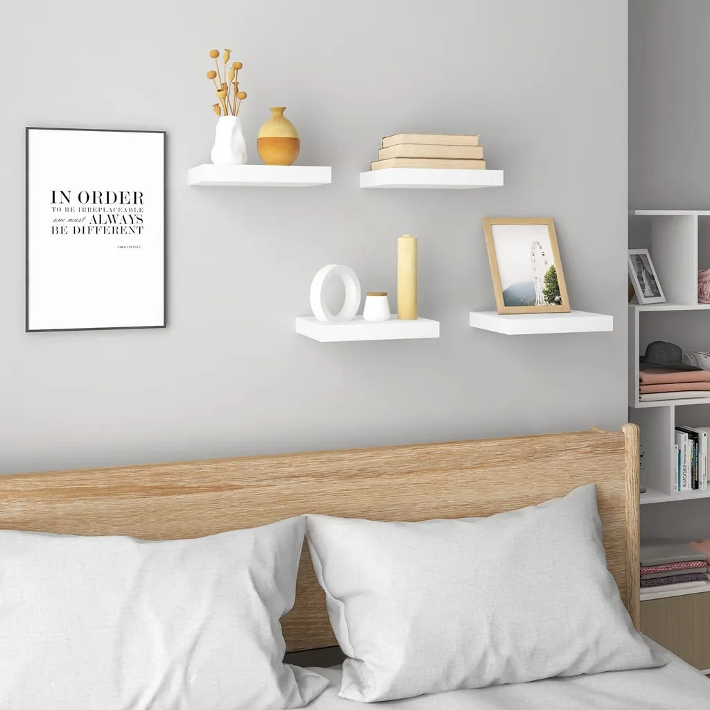 Lot de tablettes murales blanches Rootz 25cm pour bibliothèque suspendue - 5