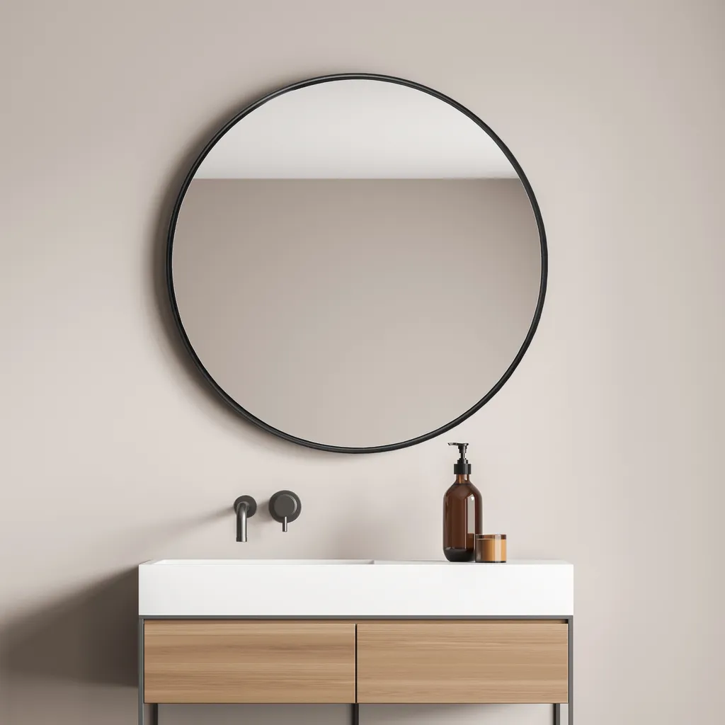 Miroir noir mat rond 60 cm pour agrandir votre entrée ou salon avec style