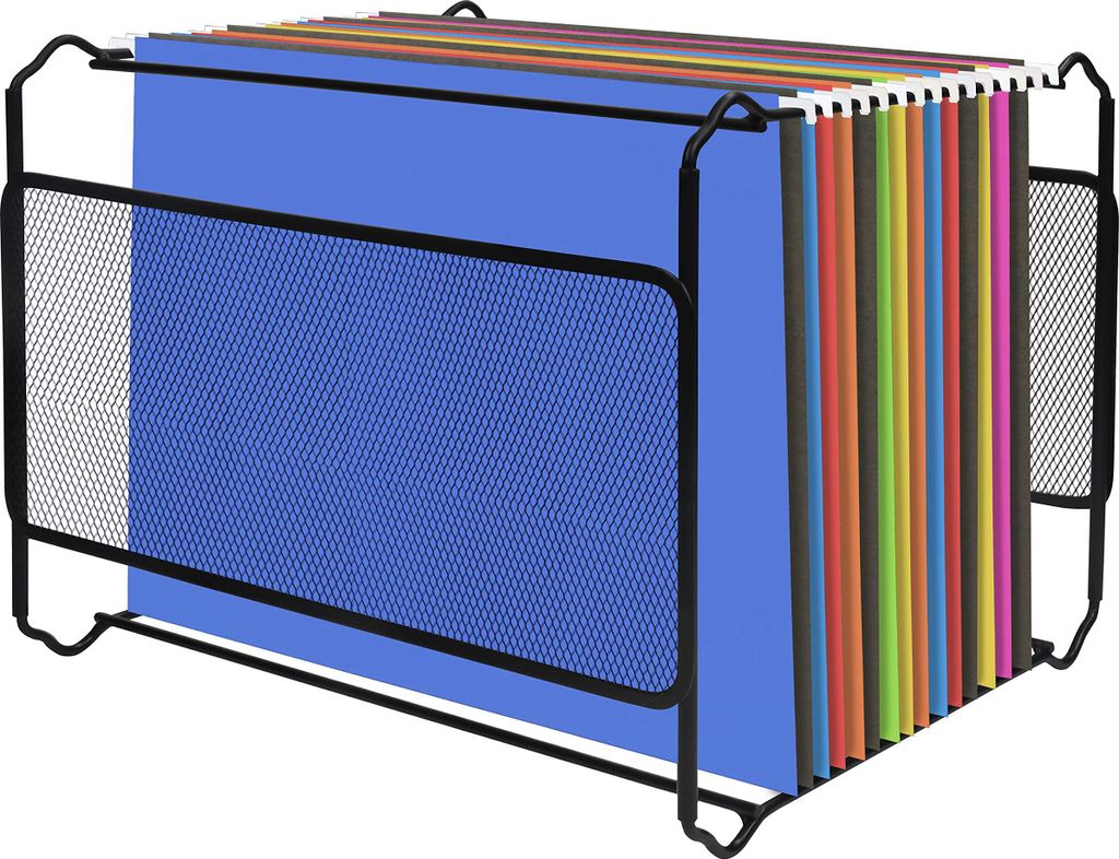 Belle Vous Schreibtisch Organizer Schwarz aus Metall (33,5 x 25,5 x 28 cm) A4 Hänge Stehsammler Metall Für ca.30 Dokumente, Ordner Organizer,