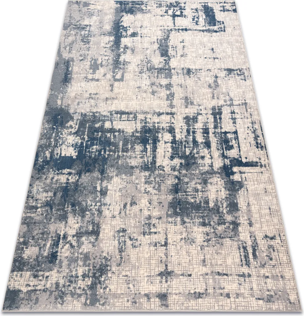 Tapis en Laine Anti-Taches 80x150 cm Vintage Beige Bleu pour la Maison